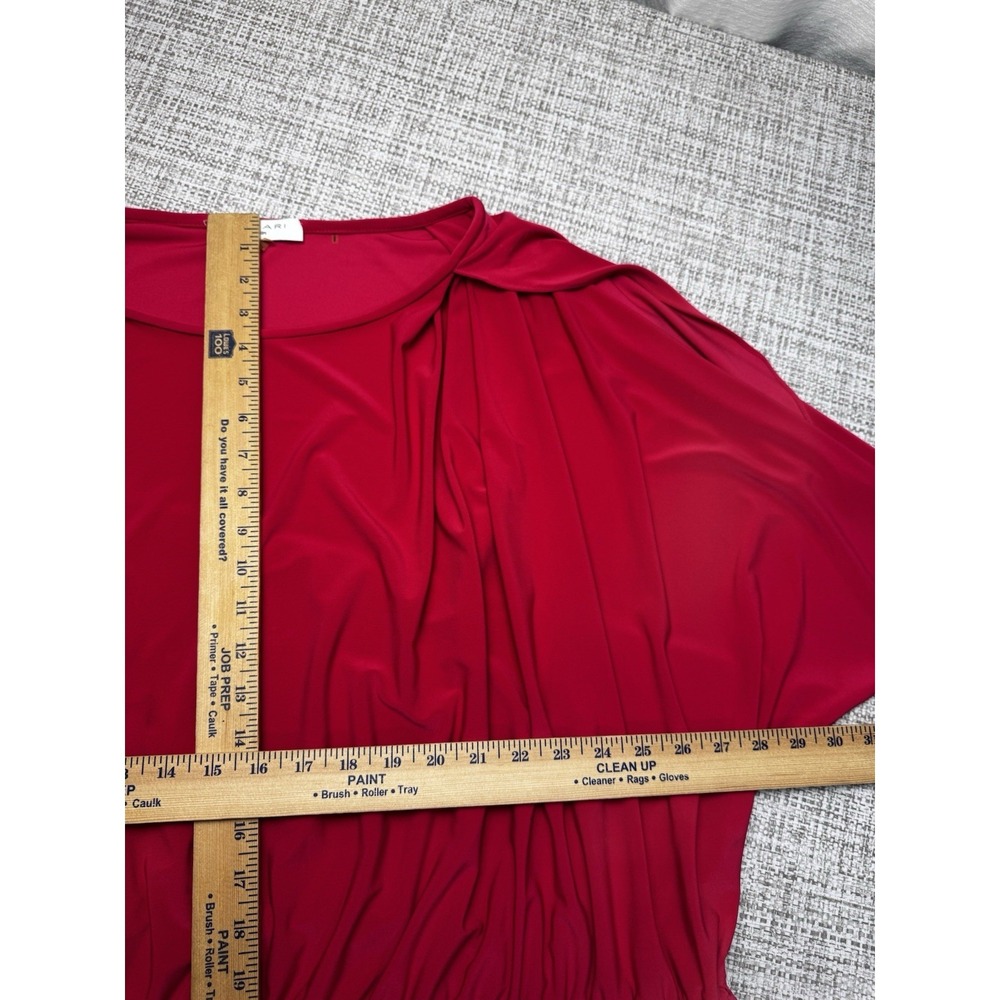 TAHARI Popover Top 3x Pink Peplum Hem Liquid Knit Stretch Dolman Open Sleeves - Picture 7 of 11